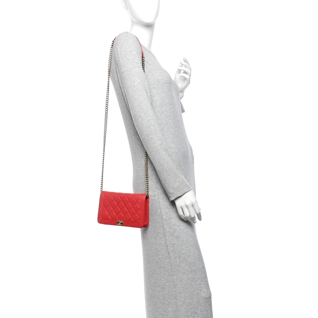 Caviar Quilted Boy Wallet On Chain WOC Red