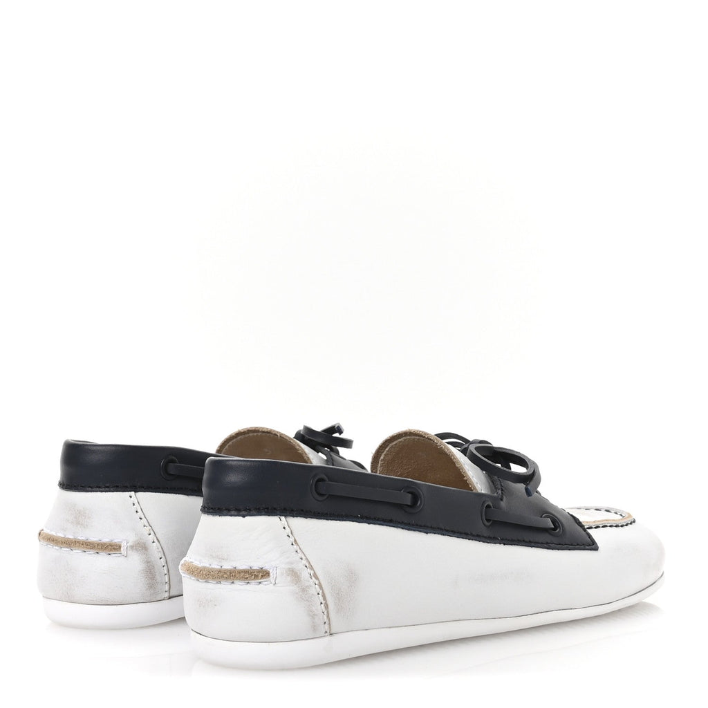 Vitello Deco Boat Loafers 37 White Black