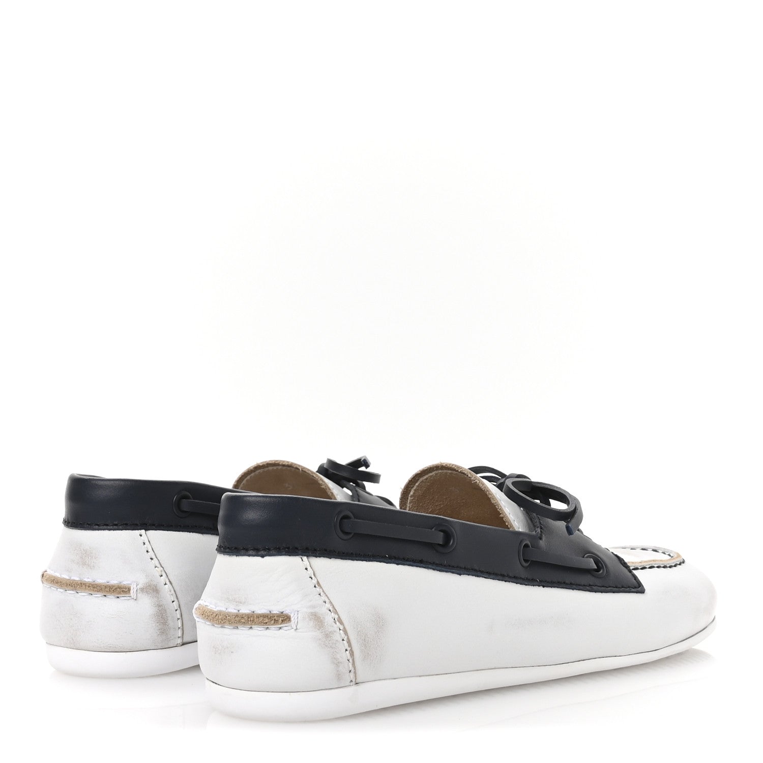 Vitello Deco Boat Loafers 37 White Black