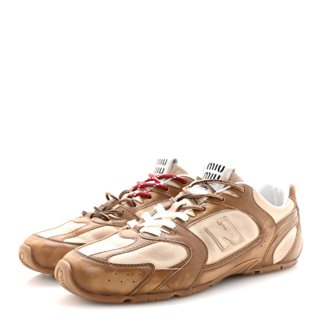 X NEW BALANCE Bleached Calfskin 530 SL Sneakers 41 Cinnamon Travertine Gray