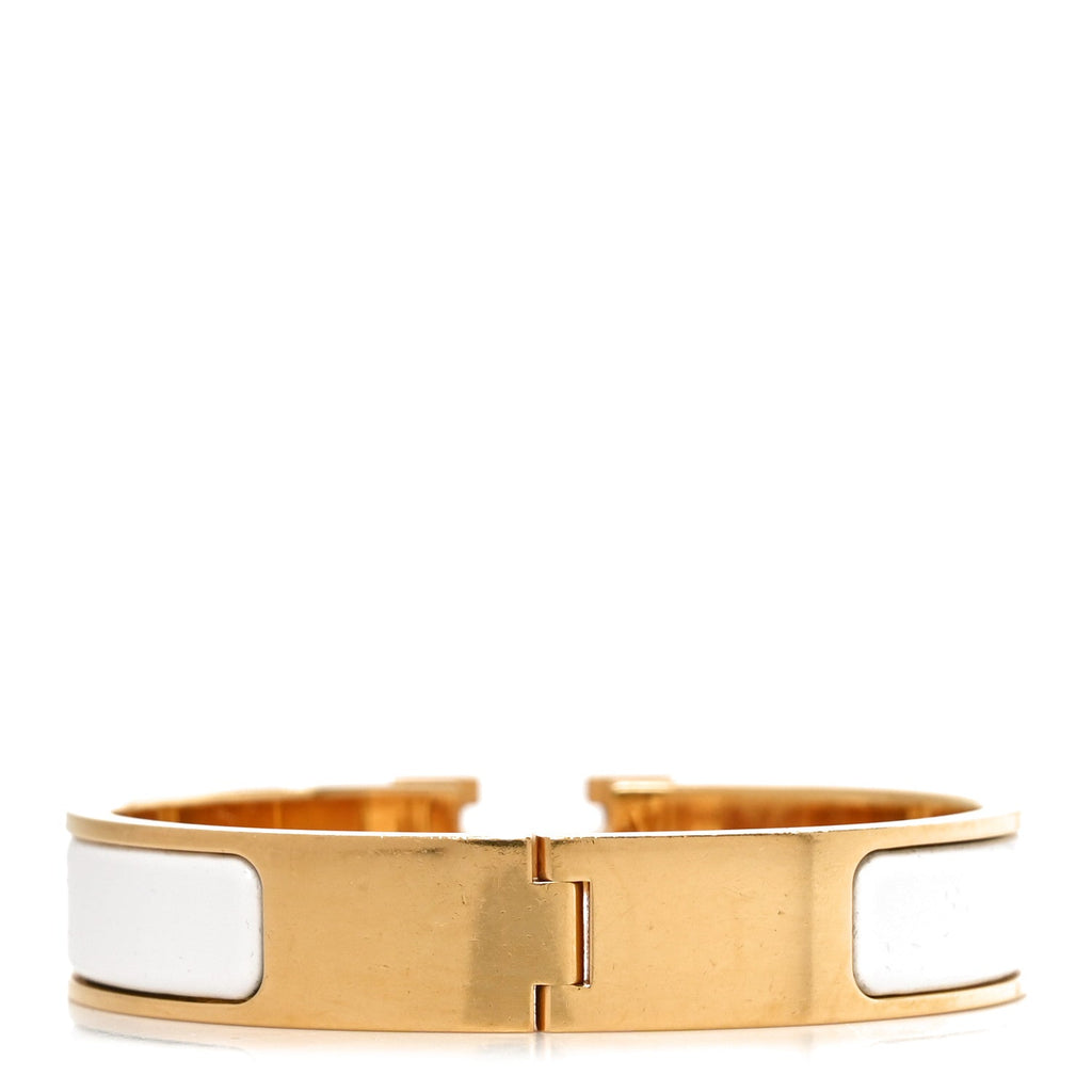 Enamel Narrow Clic Clac H Bracelet PM White
