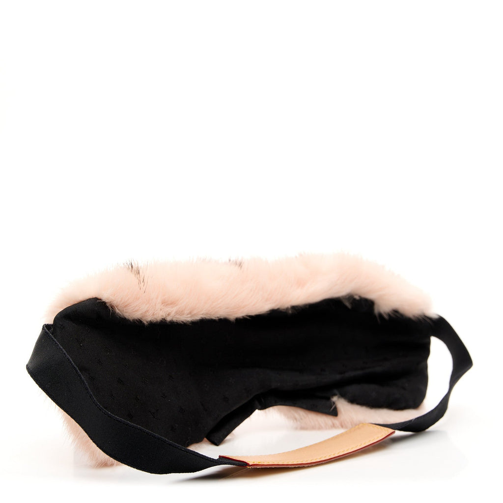 Monogram Mink Fur Sleep Mask Light Pink