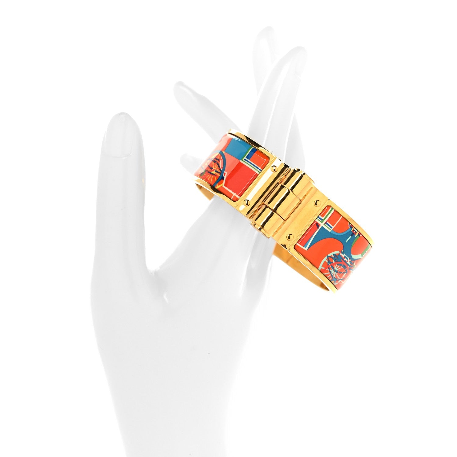Enamel Printed Wide Hinged Bracelet S
