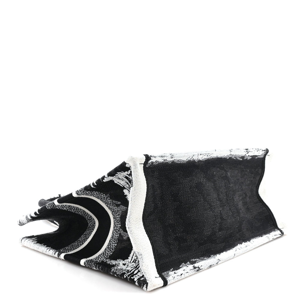 Canvas Embroidered Medium Paris Book Tote Black White