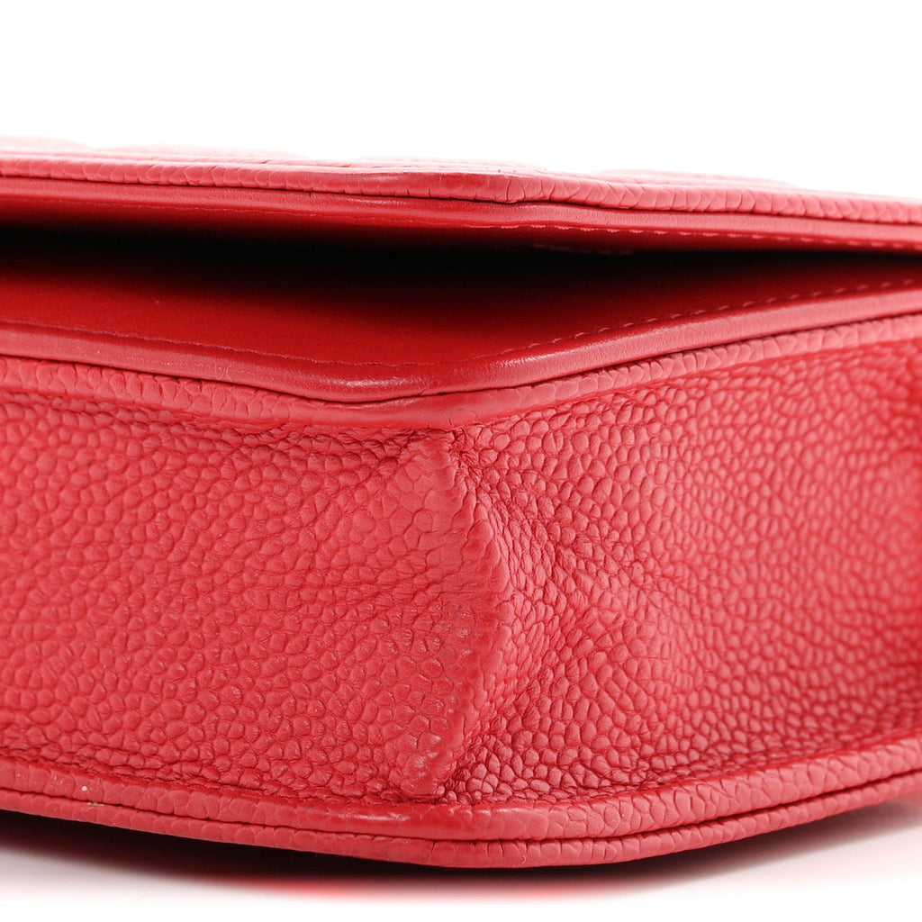 Caviar Quilted Boy Wallet On Chain WOC Red