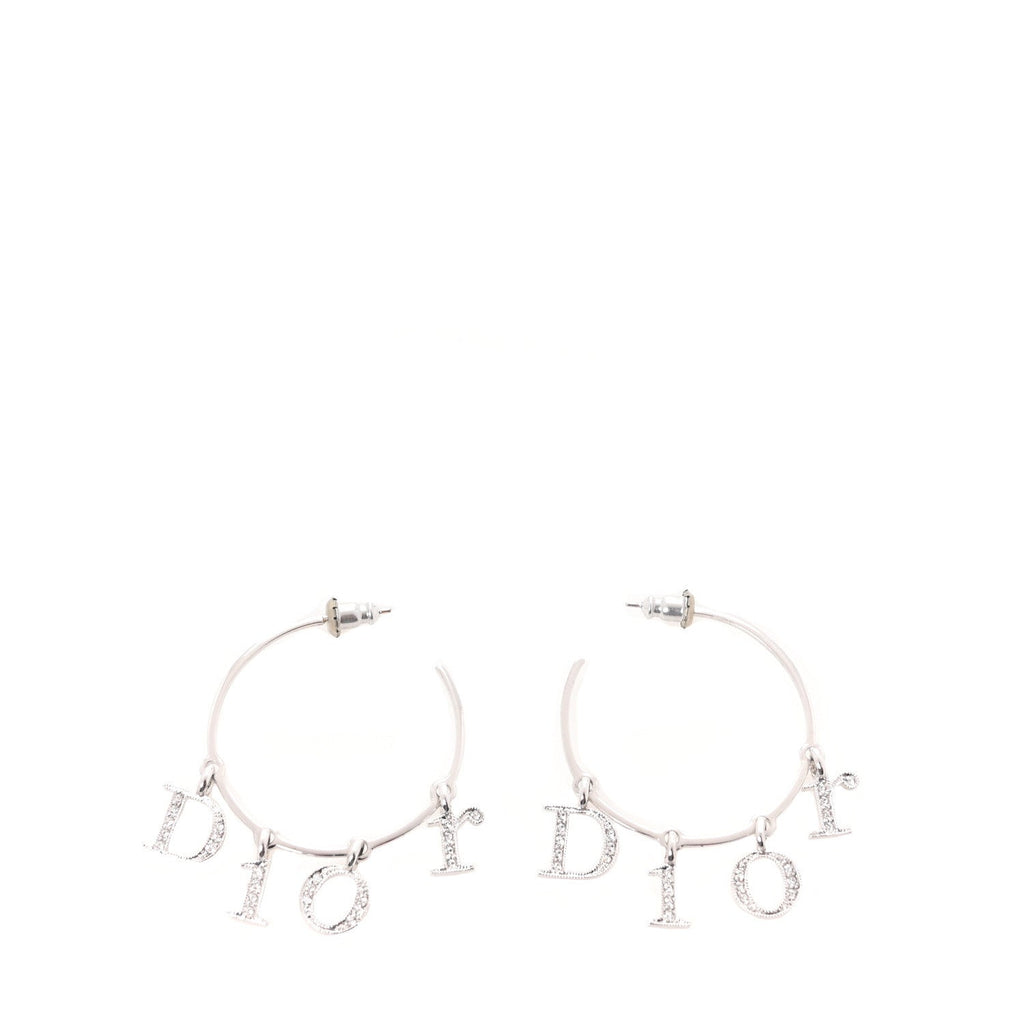 Crystal Hoop Earrings Silver