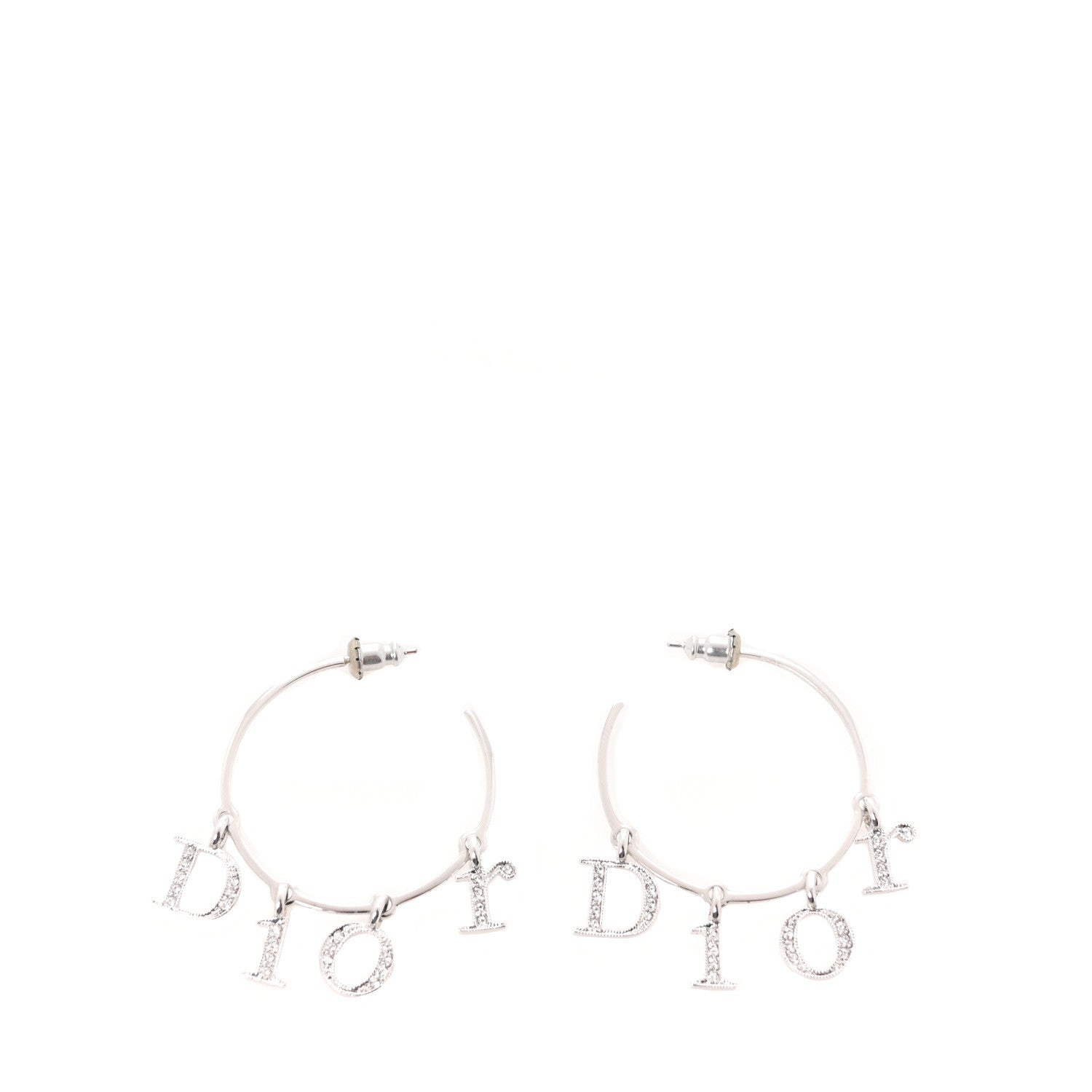 Crystal Hoop Earrings Silver