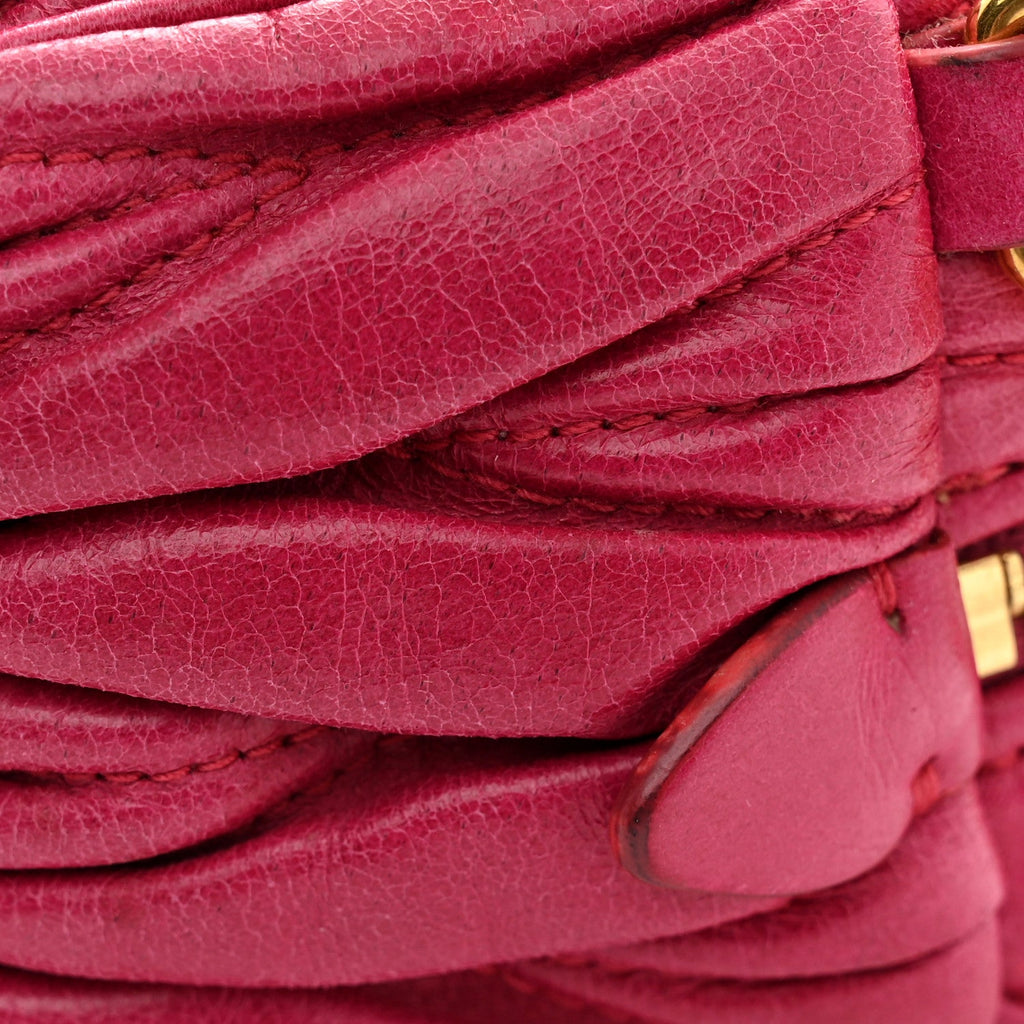 Vitello Lux Matelasse Zip Shoulder Bag Fuxia