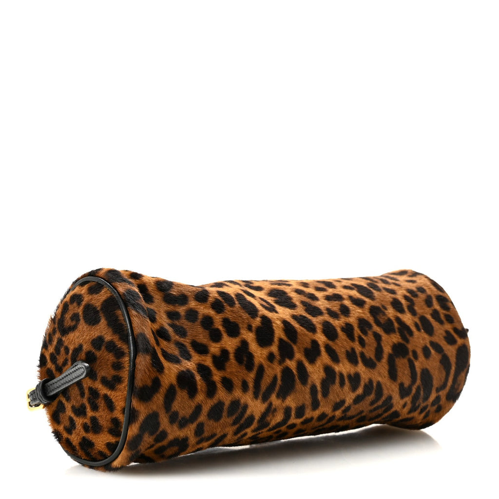 Nappa Calf Hair Leopard Printed Pouch Miele