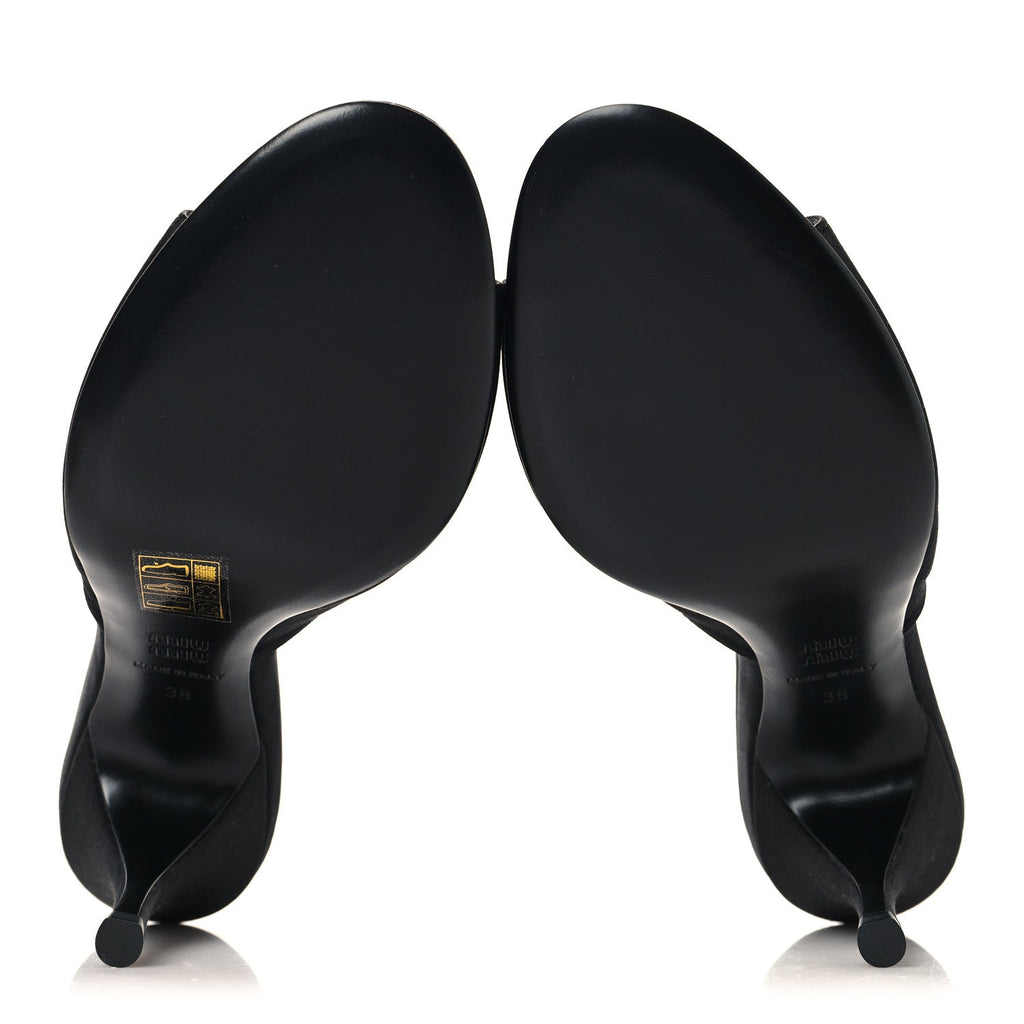 Satin Logo Sandals 38 Black