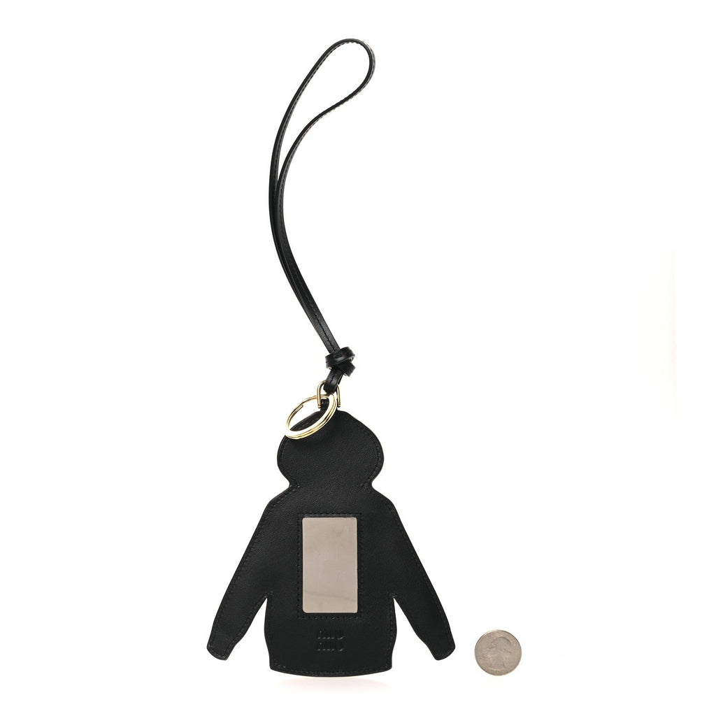 Calfskin Hoodie Trick Bag Charm Grigio