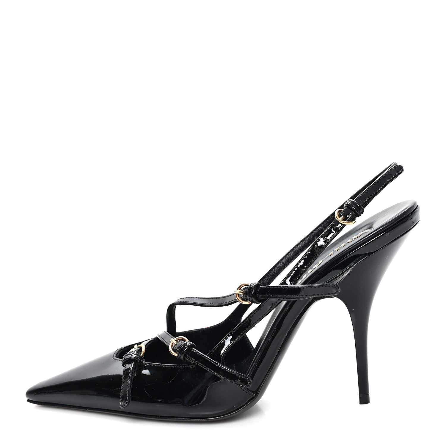 Vernice Buckle Slingback Pumps 38 Black