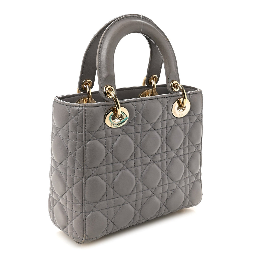 Lambskin Cannage Small Lucky Badges My Lady Dior Grey