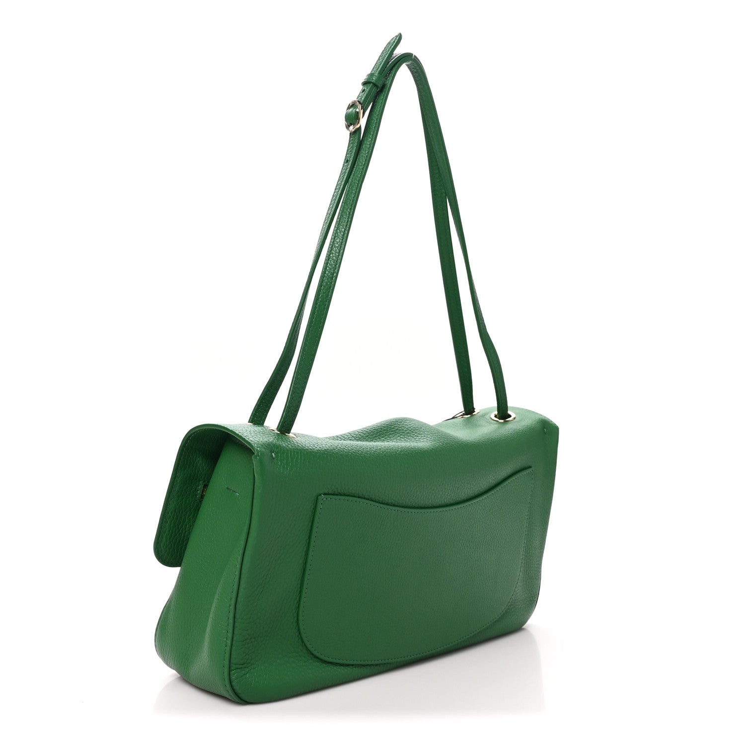 Grained Calfskin Small Souplissimo Maxi Flap Green
