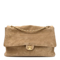 Suede Calfskin Souplissimo Maxi Flap Dark Beige