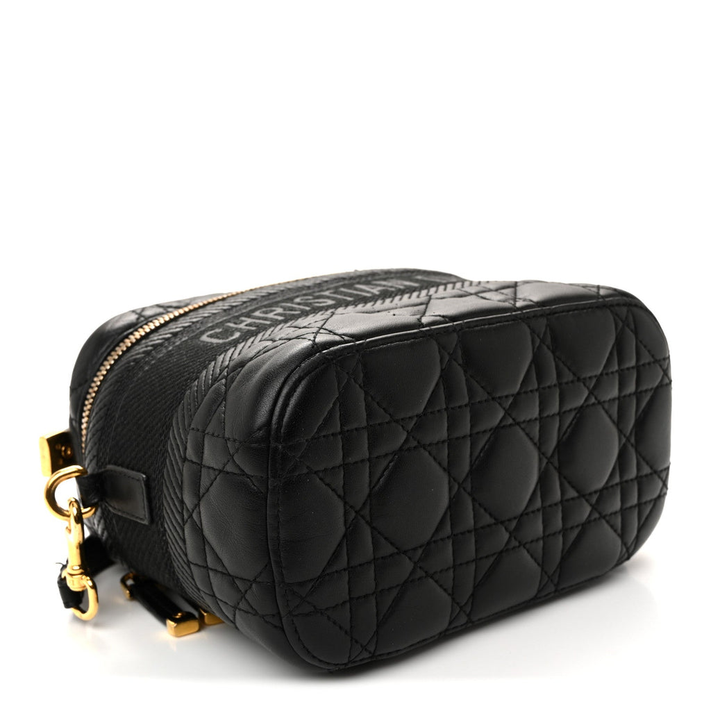 Lambskin Cannage Small Diortravel Vanity Case Black