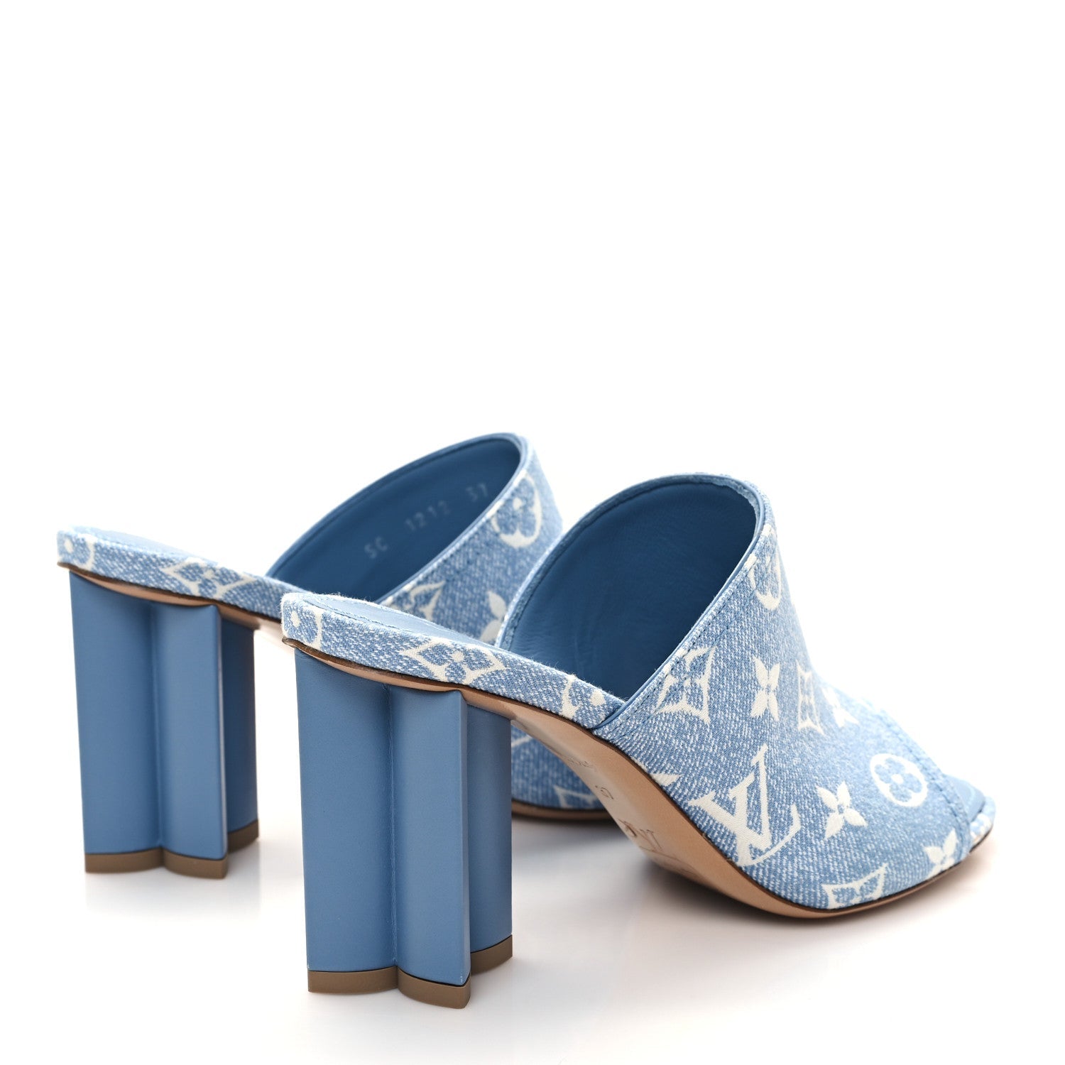 Denim Monogram Silhouette Mules 37 Blue