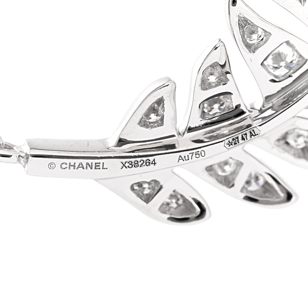 18K White Gold Diamond Cultured Pearl Plume De Chanel Necklace