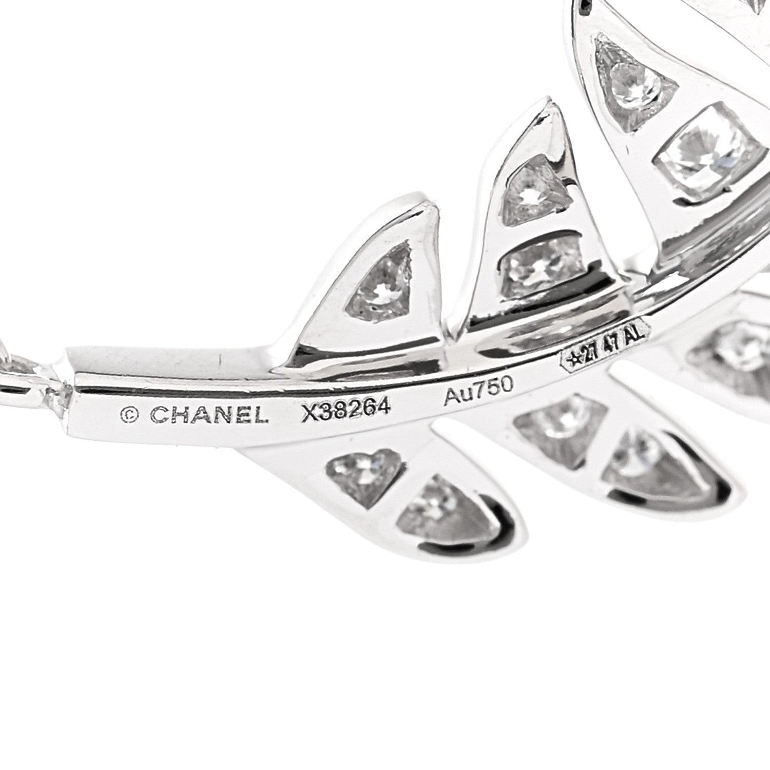 18K White Gold Diamond Cultured Pearl Plume De Chanel Necklace