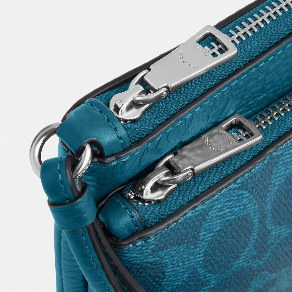 Coach Outlet Double Zip Wallet In Signature Canvas