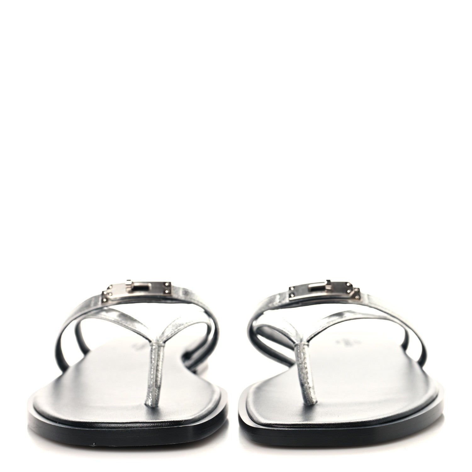 Metallic Goatskin Miss Sandals 37 Gris Argente