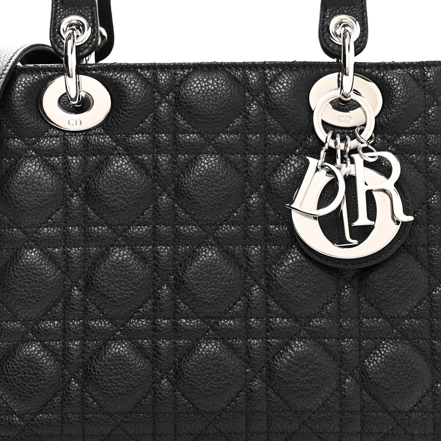 Grained Calfskin Cannage Medium Lady Dior Black
