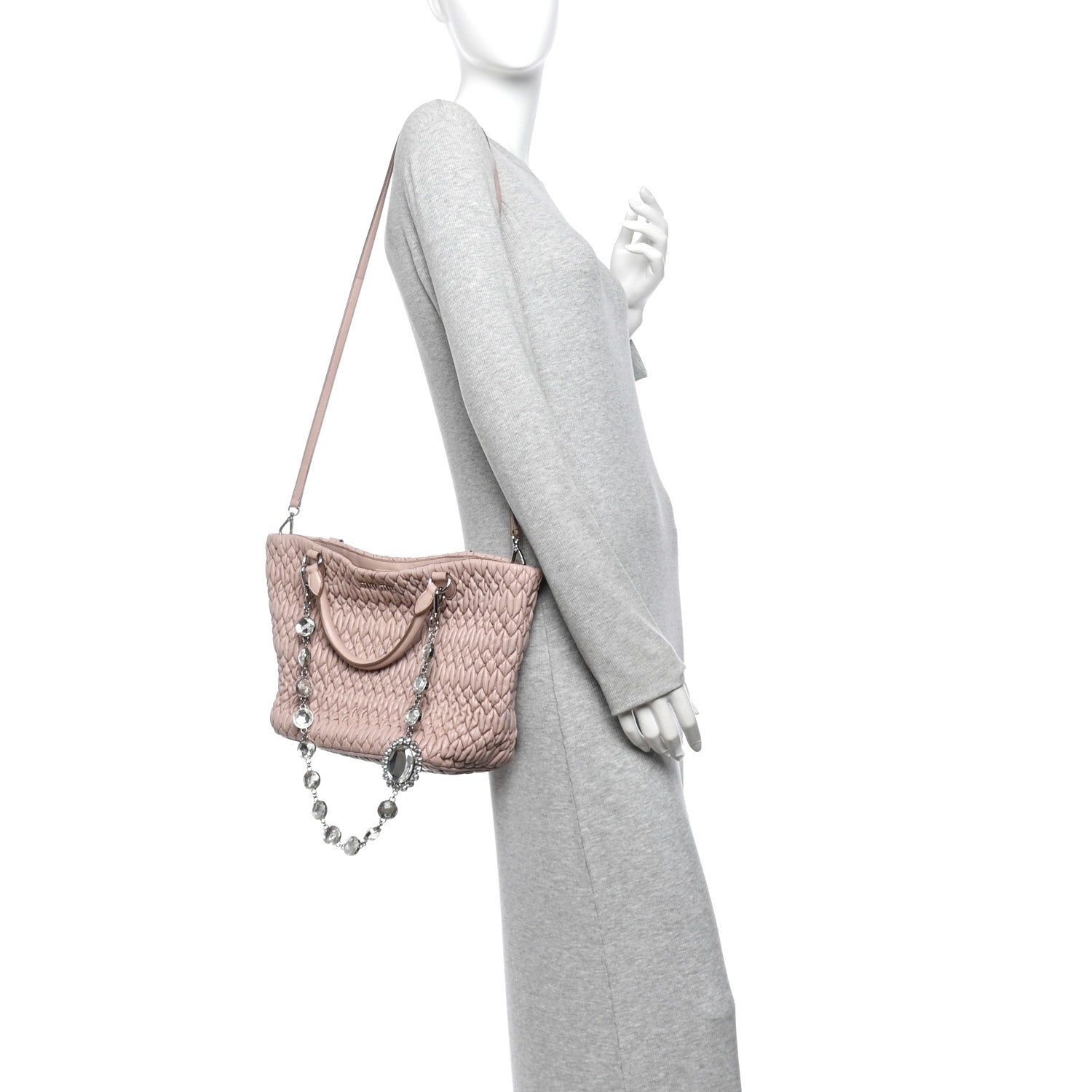 Nappa Matelasse Swarovski Crystal Tote Cammeo