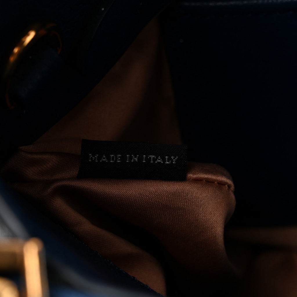 Goatskin Madras Top Handle Double Zip Tote Blue