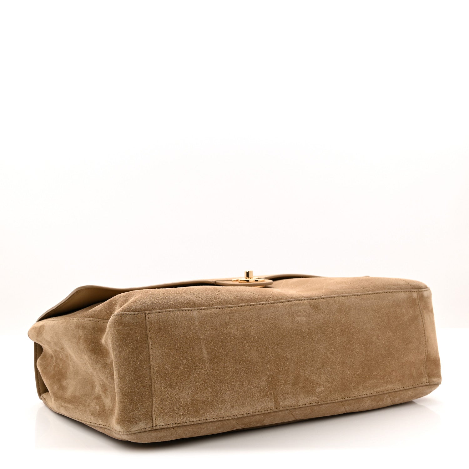 Suede Calfskin Souplissimo Maxi Flap Dark Beige
