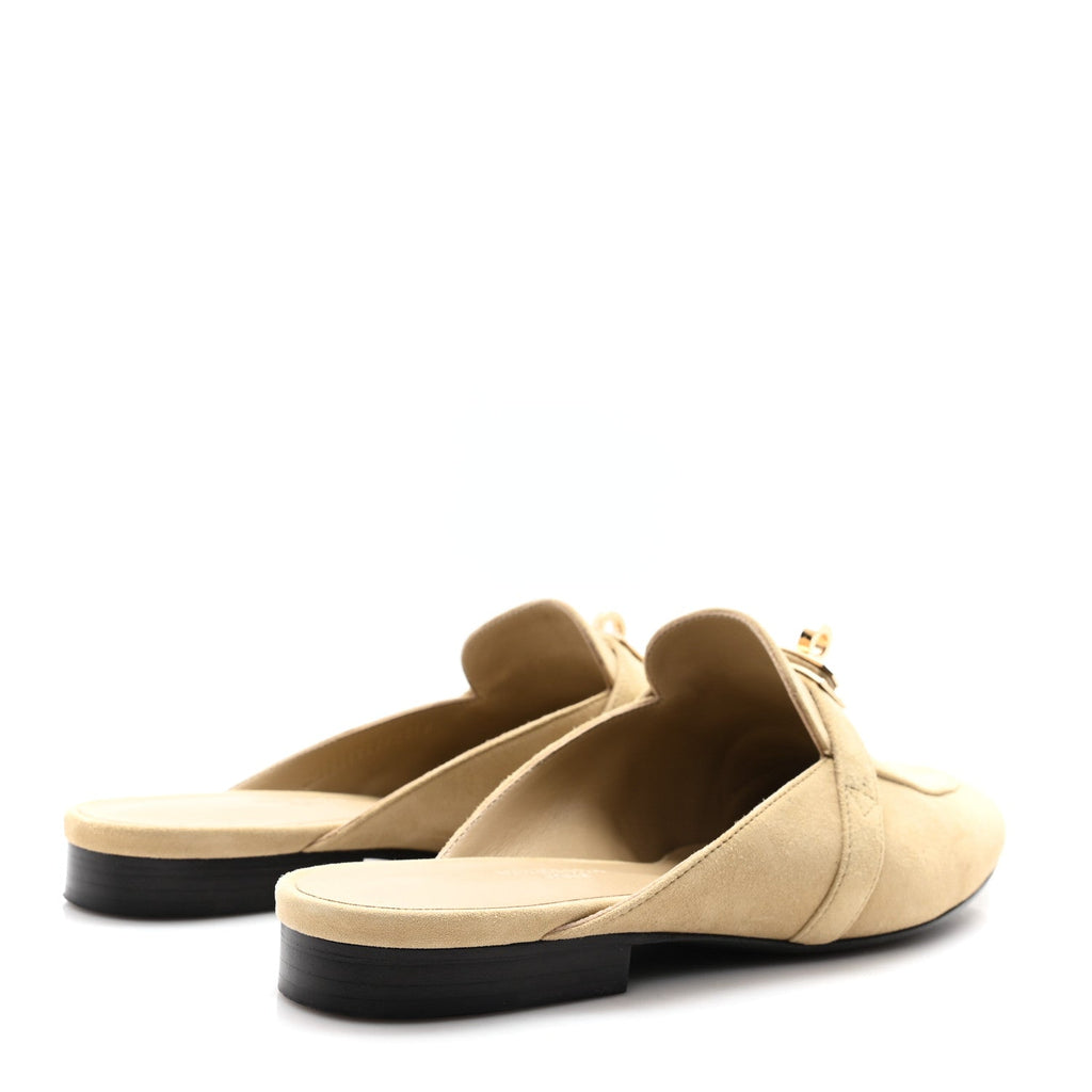 Suede Goatskin Oz Mules 37 Beige Sable