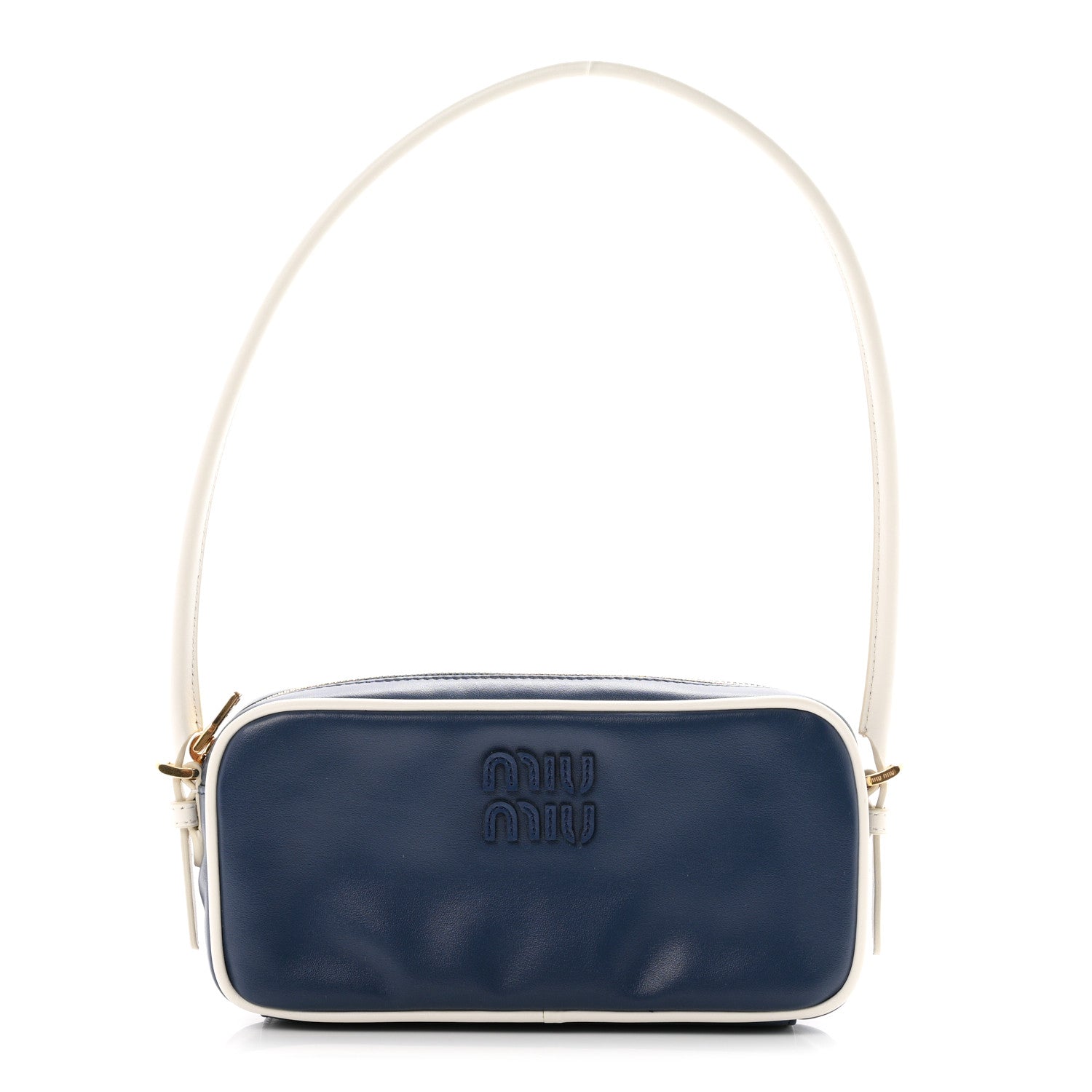 Calfskin Softy Mini Beau Contrast Top Handle Bag Bluette White