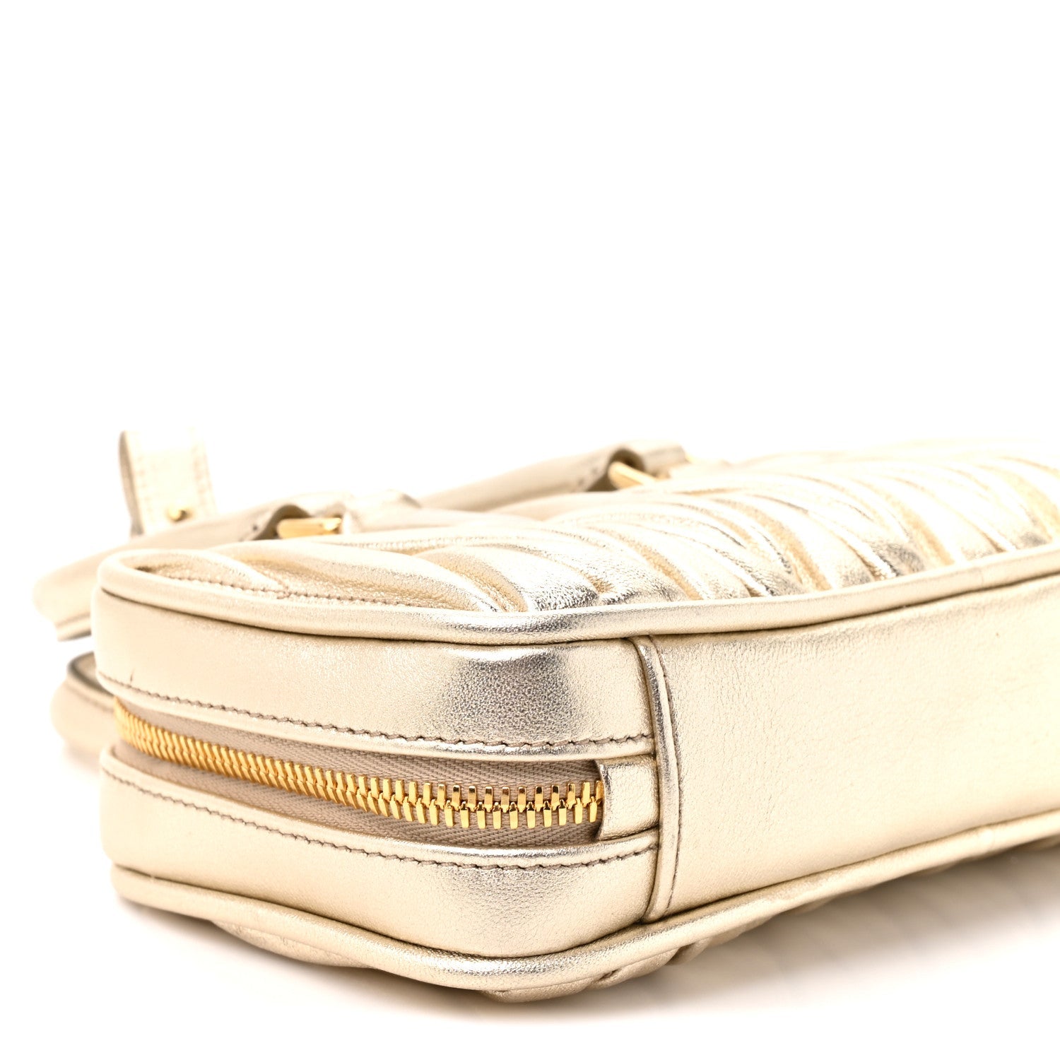 Metallic Nappa Matelasse Mini Arcadie Top Handle Bag Pirite