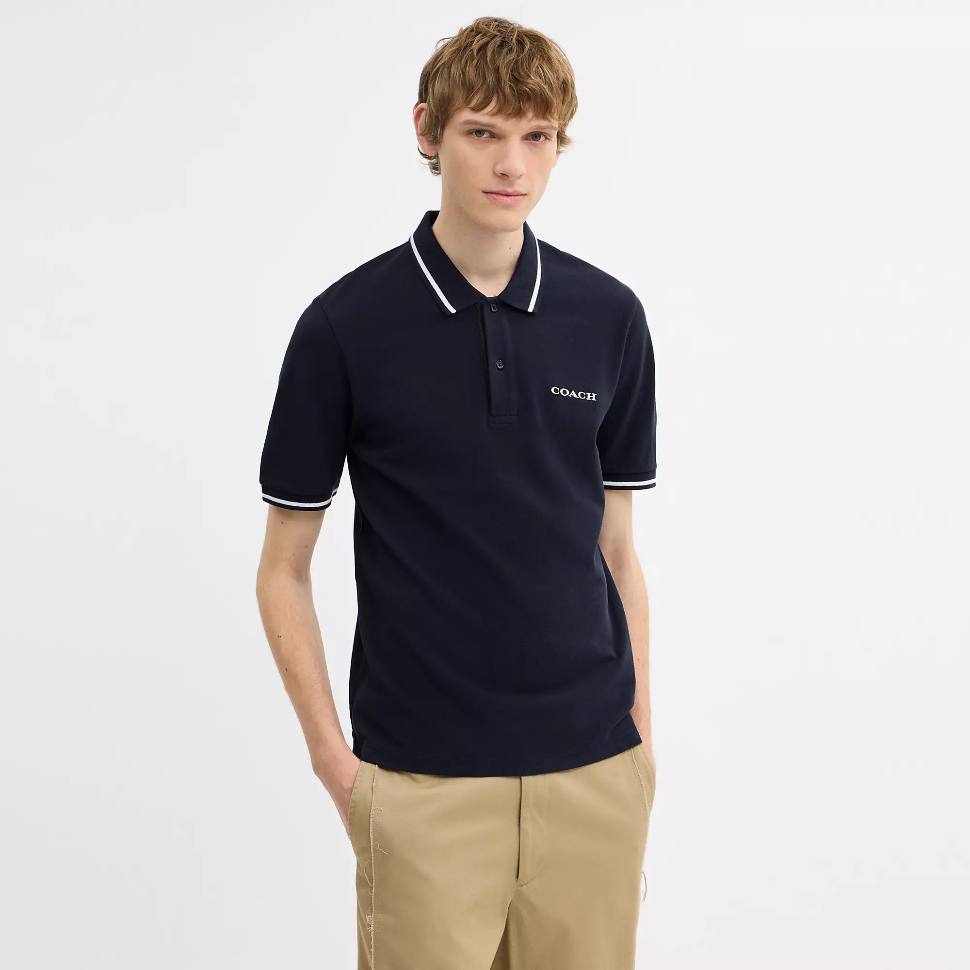 Coach Outlet Signature Trim Polo In Organic Cotton