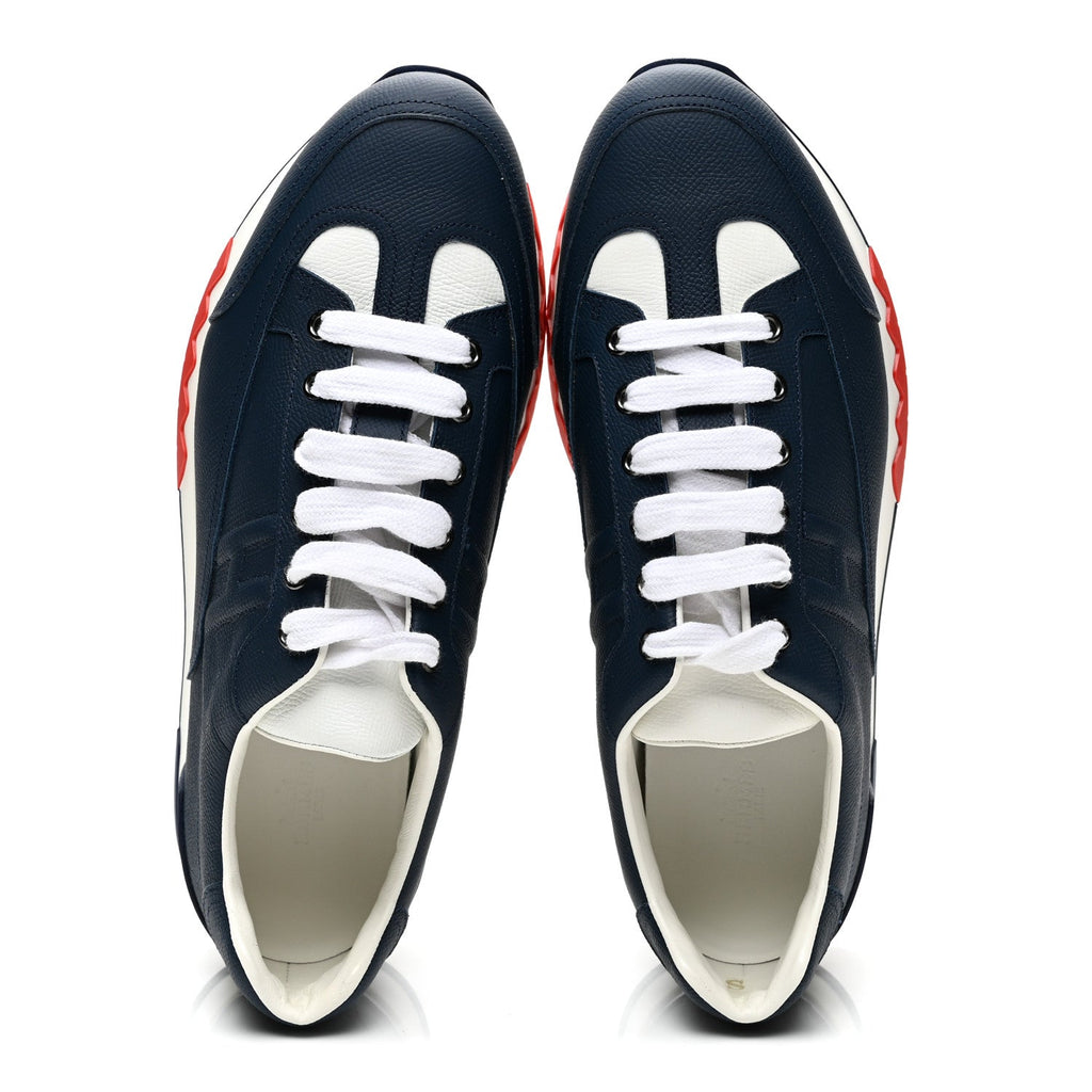 Epsom Calfskin Mens Trail Sneakers 42 Indigo White