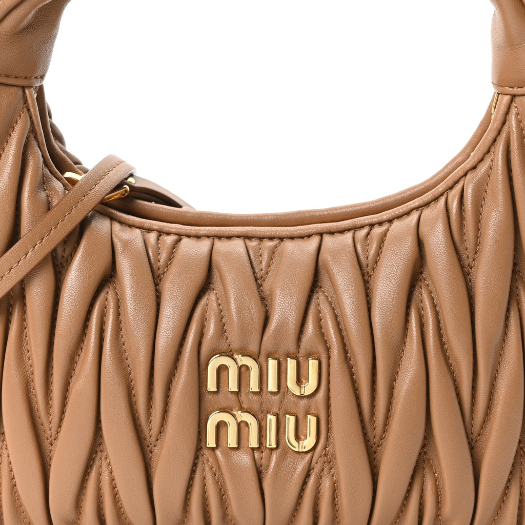 Nappa Matelasse Small Wander Hobo Caramel