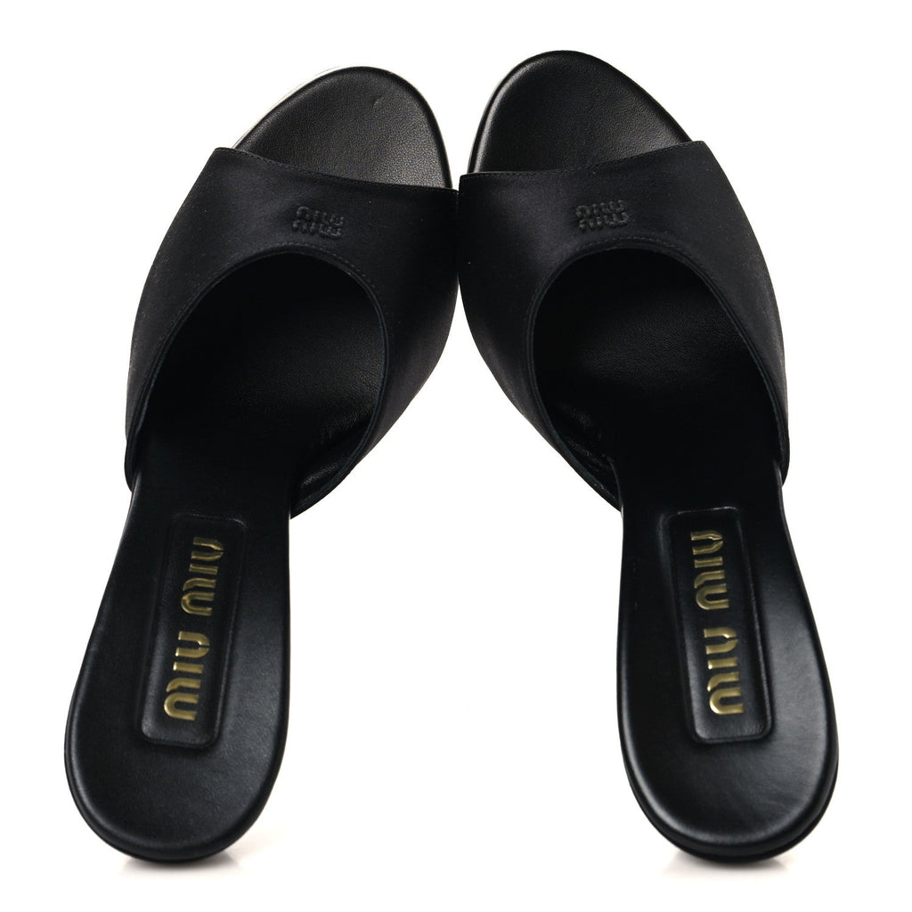 Satin Logo Sandals 38 Black