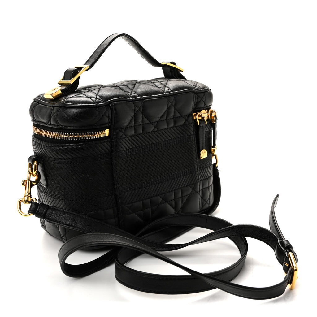 Lambskin Cannage Small Diortravel Vanity Case Black