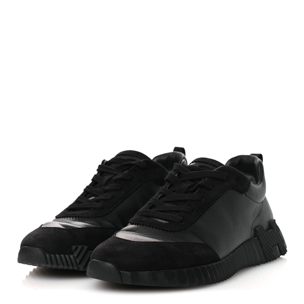 Goatskin Suede Goatskin Mens Bouncing Sneakers 43.5 Black