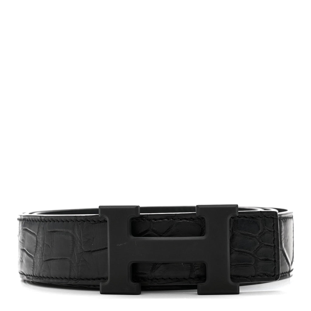 Matte Porosus Crocodile Monochrome 24mm Mini Constance H Belt 105 42 Black