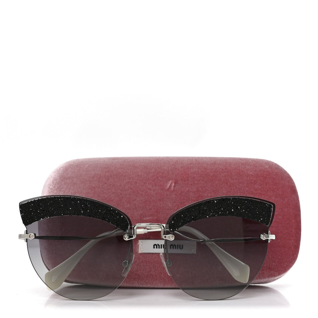 Acetate Glitter Cat Eye Sunglasses SMU58T Black