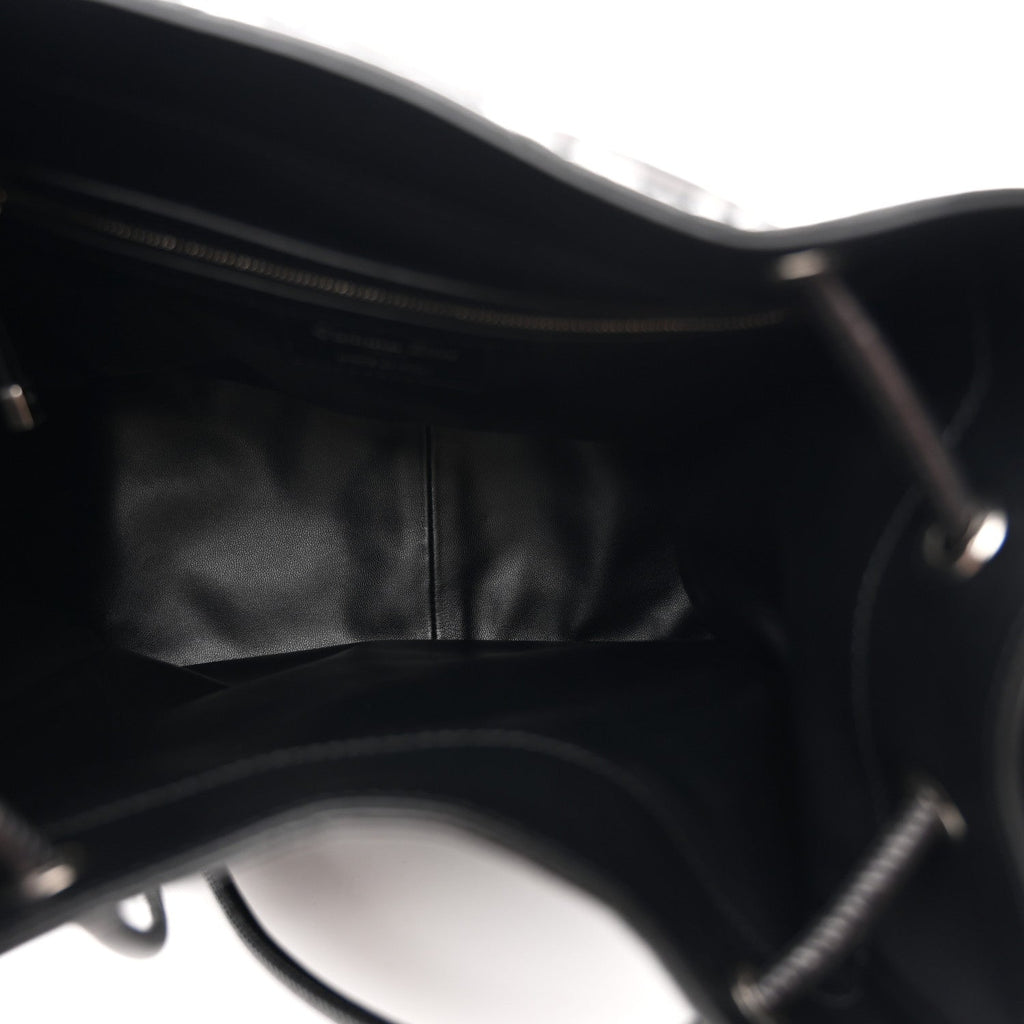 Crinkled Calfskin Macrocannage Medium D-Motion Bag Black