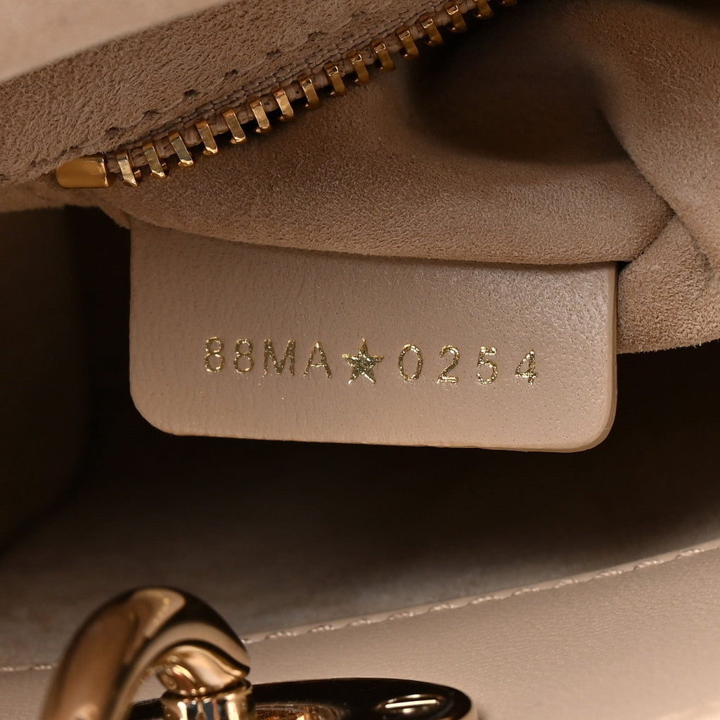 Lambskin Cannage Mini Lady Dior Powder Beige