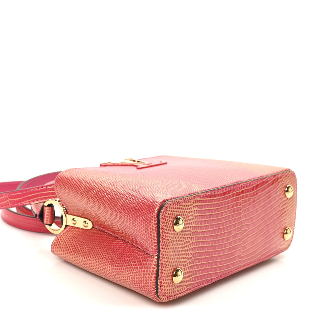 Metallic Lizard Capucines Mini Fuchsia Gold