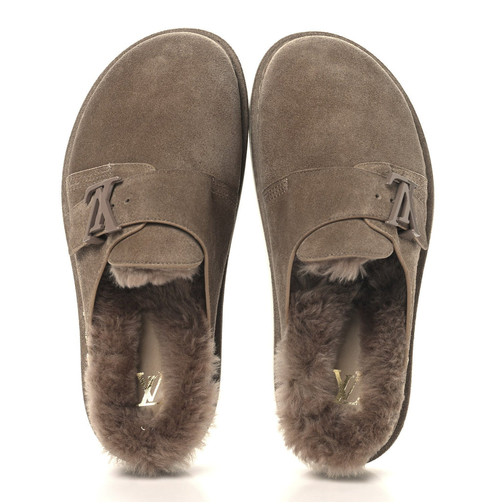 Monogram Fur LV Easy Mens Mule 6 Brown