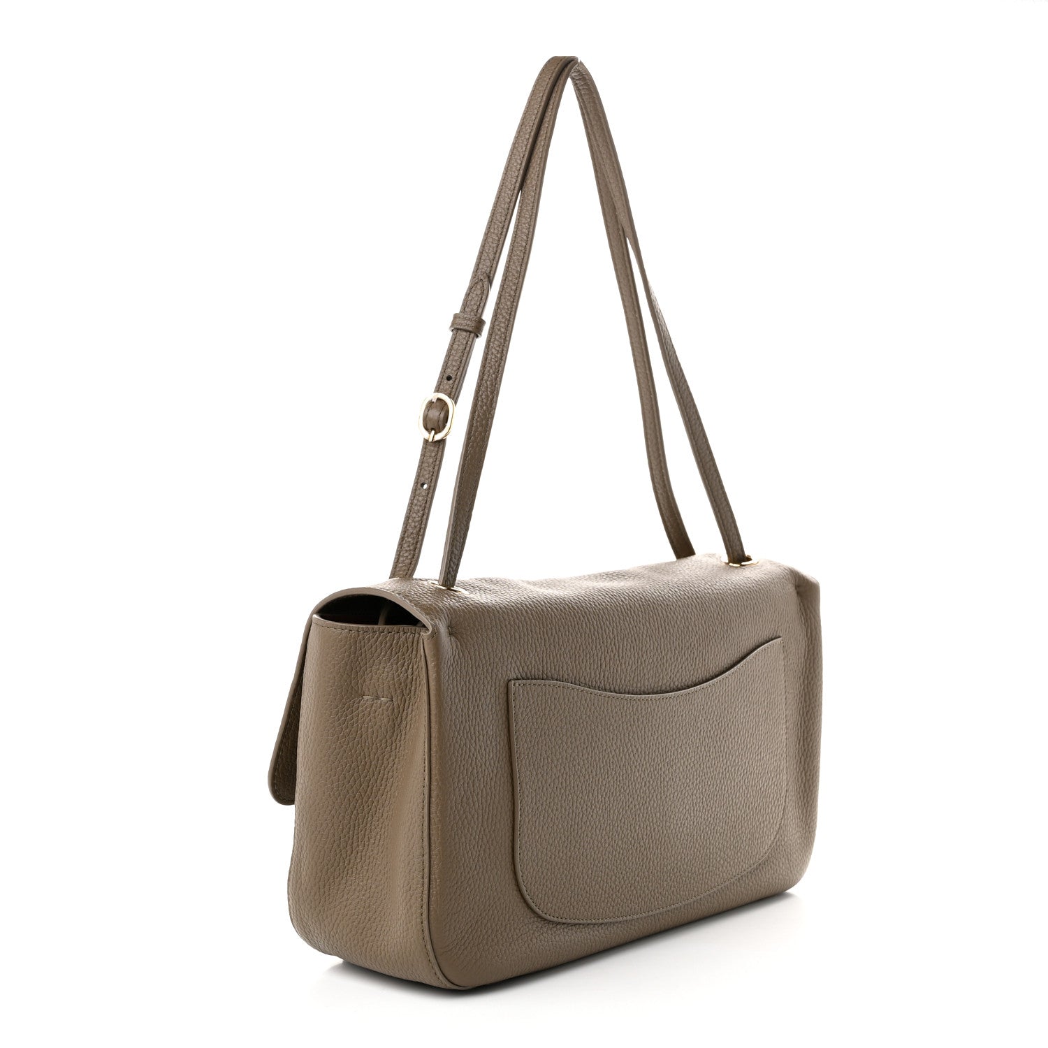 Grained Calfskin Small Souplissimo Maxi Flap Light Brown