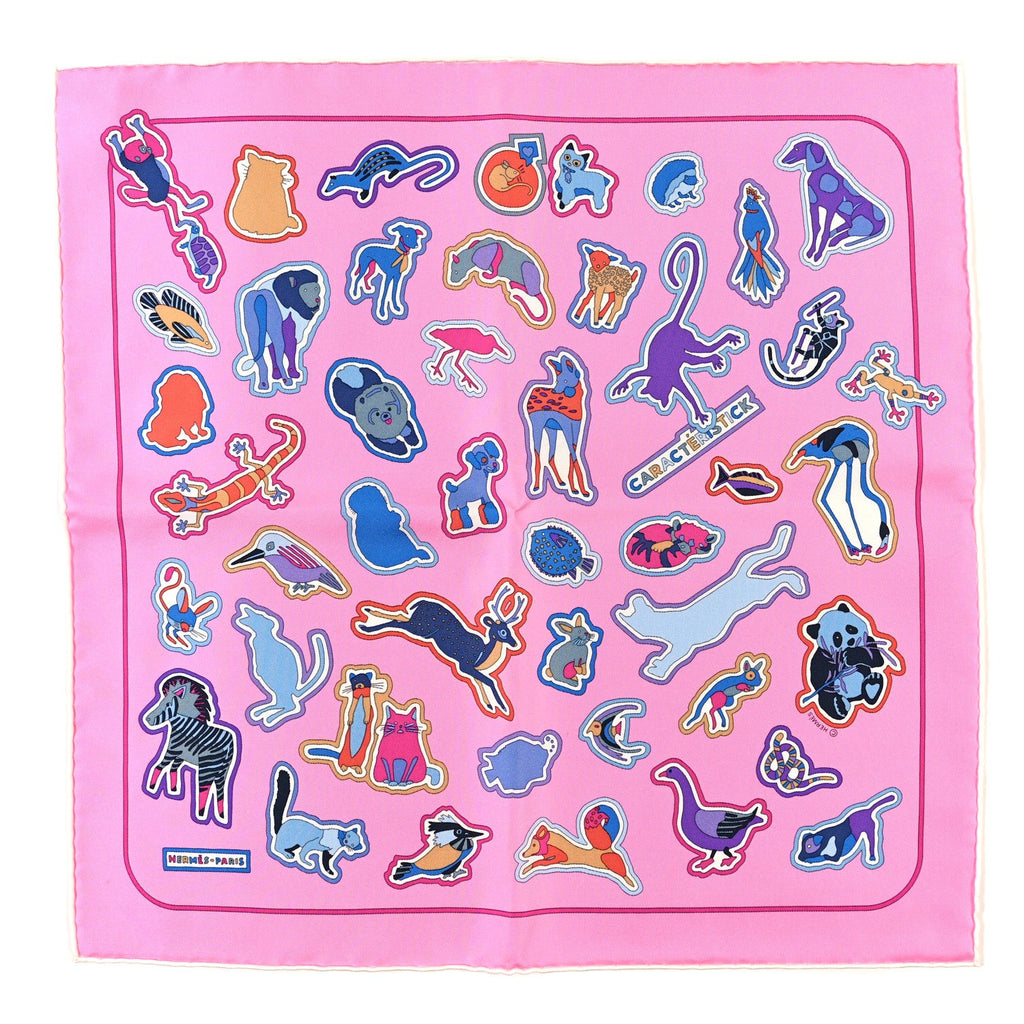 Silk Caracteristick Detail Scarf 45 Rose Bonbon Bleu Violet