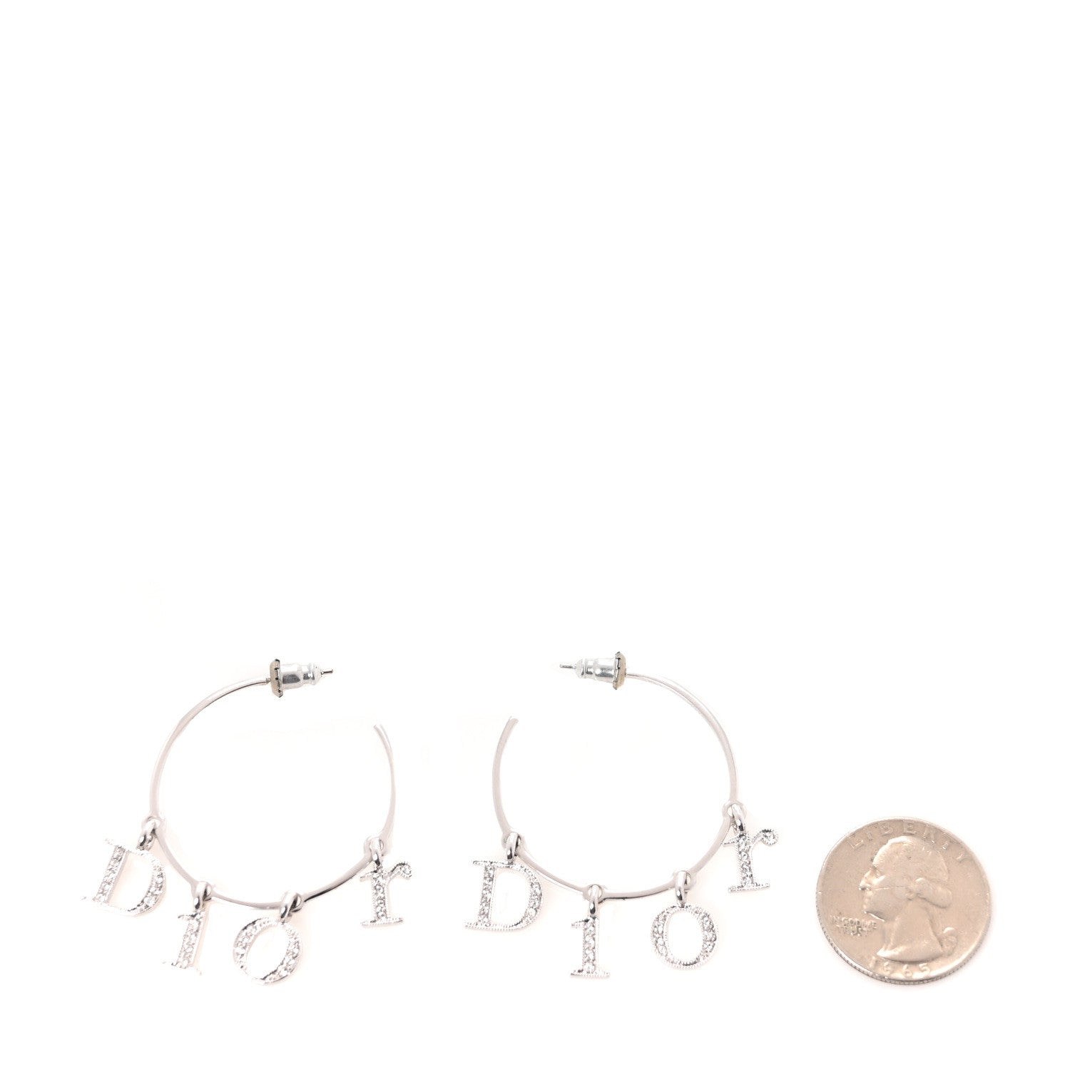 Crystal Hoop Earrings Silver