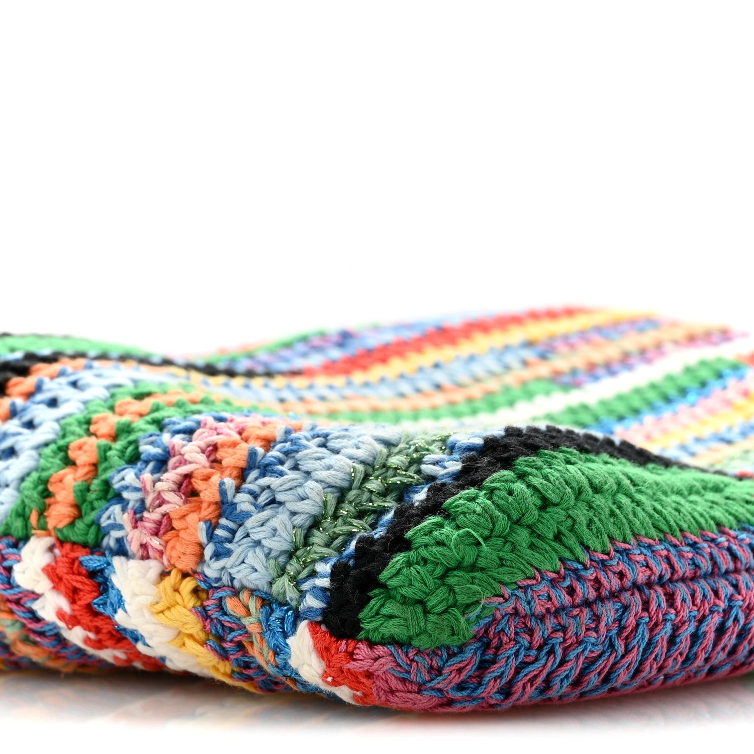 Cotton Crochet Stripe Vertical Tote Bag Multicolor