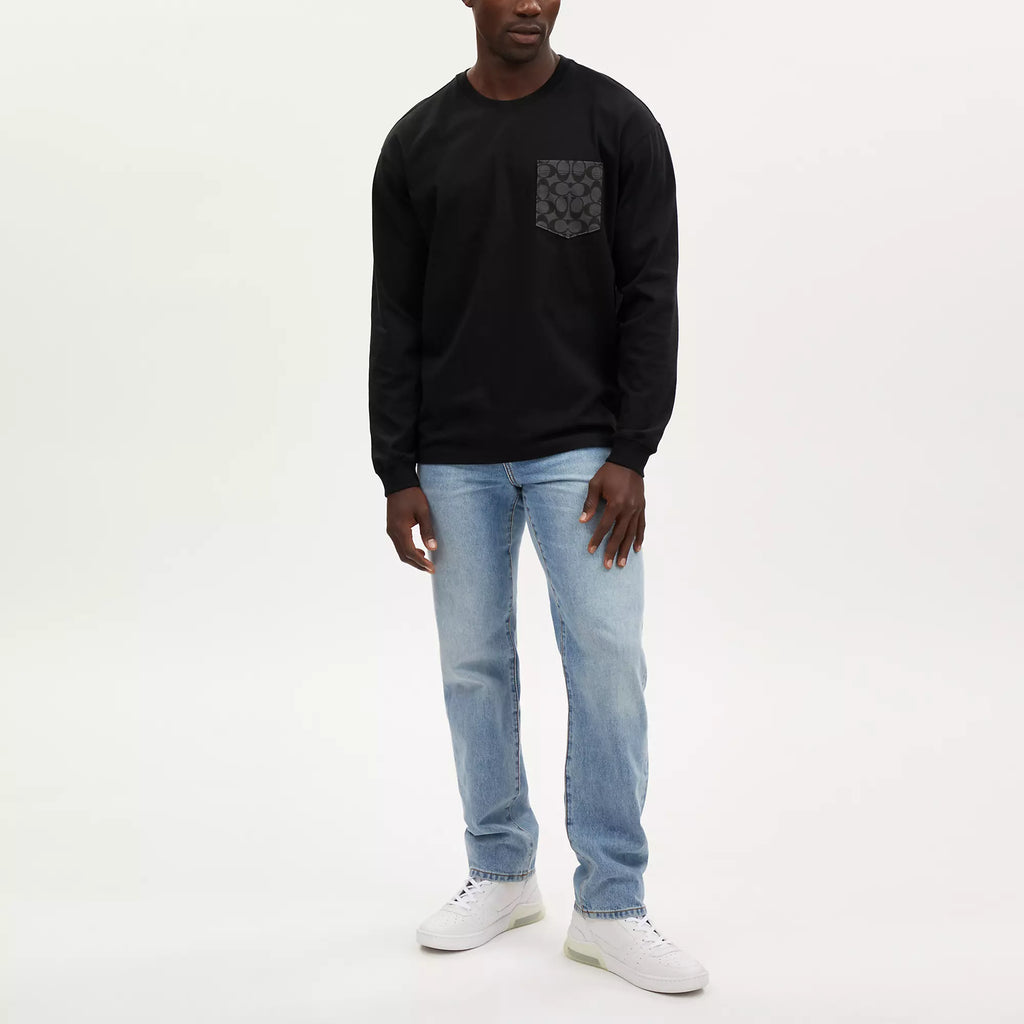 Coach Outlet Signature Long Sleeve T Shirt In Organic Cotton