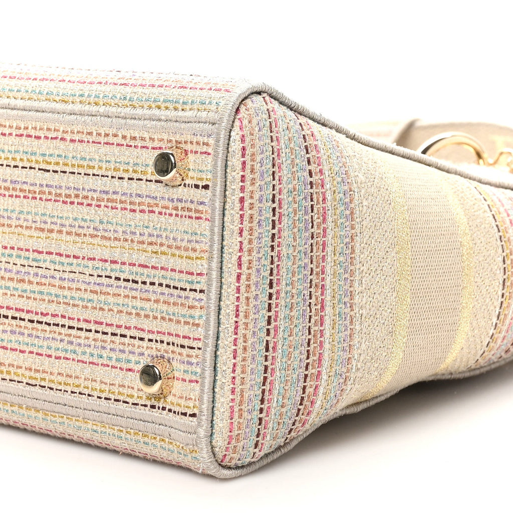 Canvas Embroidered Medium Lady D-Lite Beige Multicolor